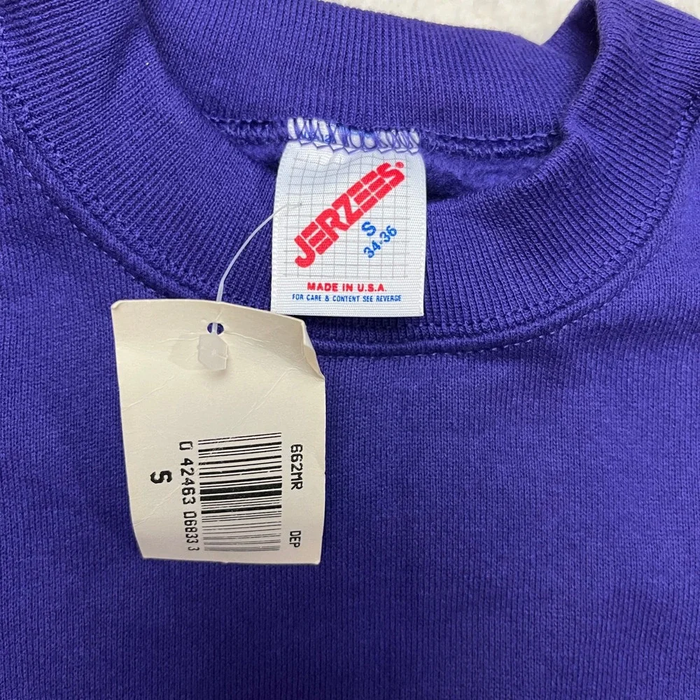 JERZEES Purple Raglan Sleeve Sweatshirt Crew Neck Basic Pullover S‎ Made in USA